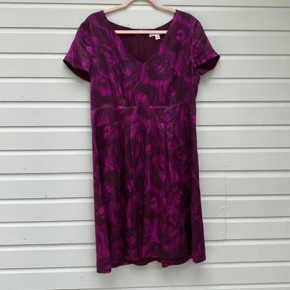 Banana Republic Purple Silk A-Line Dress